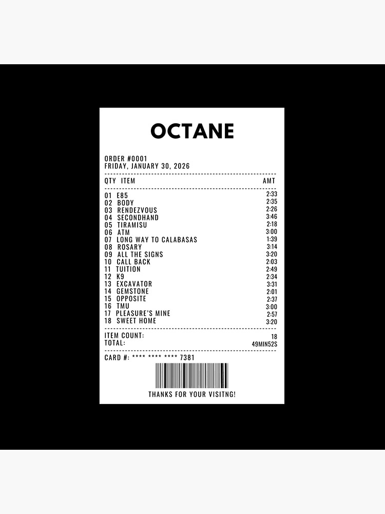 Octane Receipt Throw Pillow - Image 2
