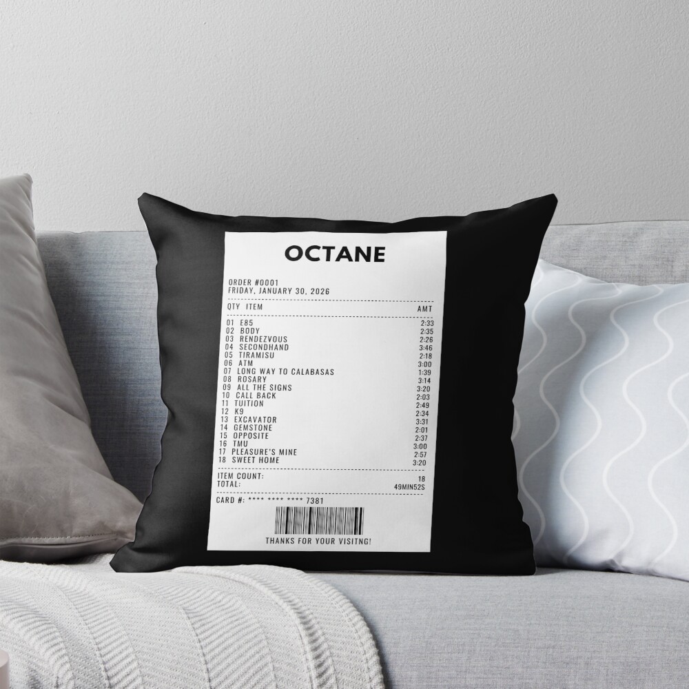 Octane Receipt Throw Pillow